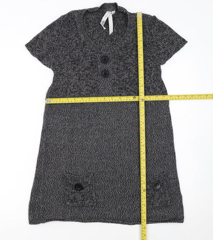 E.B. Design Women Grey Short Sleeve Knit Jumper Dress S