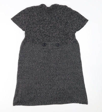 E.B. Design Women Grey Short Sleeve Knit Jumper Dress S