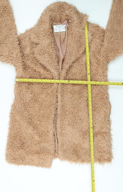 Sonder Studio Women Beige Faux Fur Lined Overcoat Size 16