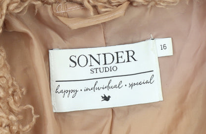 Sonder Studio Women Beige Faux Fur Lined Overcoat Size 16