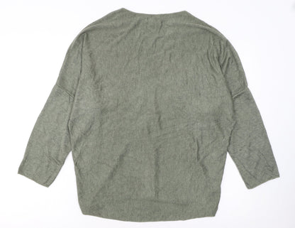 Blue Vanilla Women's Green Sequin Flower Pullover Jumper One Size