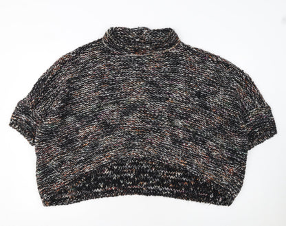 Zara Women Multicoloured Chunky Knit Roll Neck Short Sleeve Jumper Size M