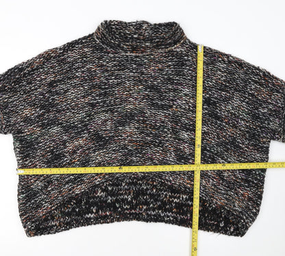 Zara Women Multicoloured Chunky Knit Roll Neck Short Sleeve Jumper Size M