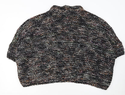 Zara Women Multicoloured Chunky Knit Roll Neck Short Sleeve Jumper Size M