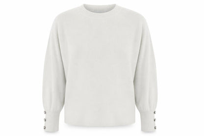 MITZY Women's Ivory Relaxed Fit Crew Neck Knit Jumper Size S