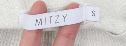 MITZY Women's Ivory Relaxed Fit Crew Neck Knit Jumper Size S