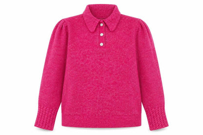 Next Women Pink Collared Henley Knit Jumper Size 14