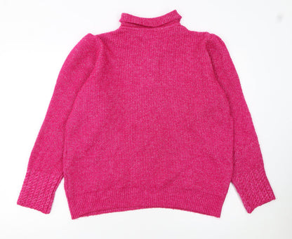 Next Women Pink Collared Henley Knit Jumper Size 14