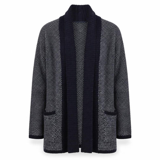 Mango Women’s Blue Wool Blend Open Knit Long Sleeve Cardigan Size 10