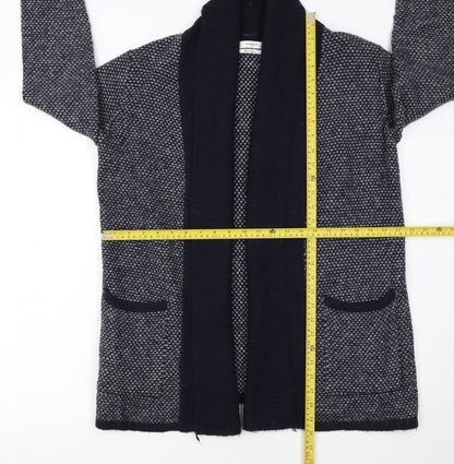 Mango Women’s Blue Wool Blend Open Knit Long Sleeve Cardigan Size 10