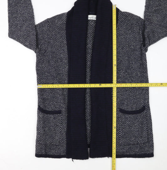 Mango Women’s Blue Wool Blend Open Knit Long Sleeve Cardigan Size 10