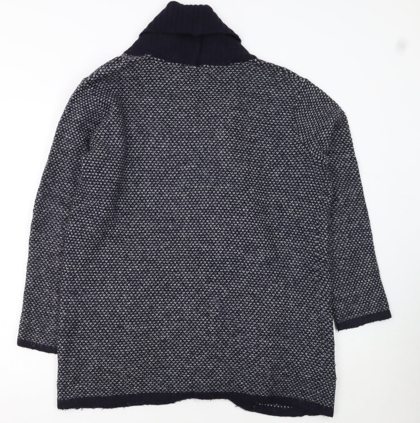 Mango Women’s Blue Wool Blend Open Knit Long Sleeve Cardigan Size 10