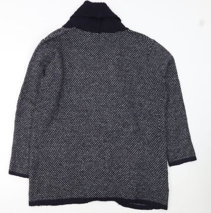 Mango Women’s Blue Wool Blend Open Knit Long Sleeve Cardigan Size 10