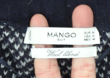 Mango Women’s Blue Wool Blend Open Knit Long Sleeve Cardigan Size 10