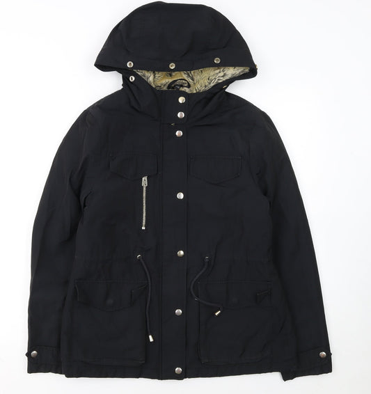 Topshop Women’s Black Petite Parka Jacket UK 10 Hooded Lined