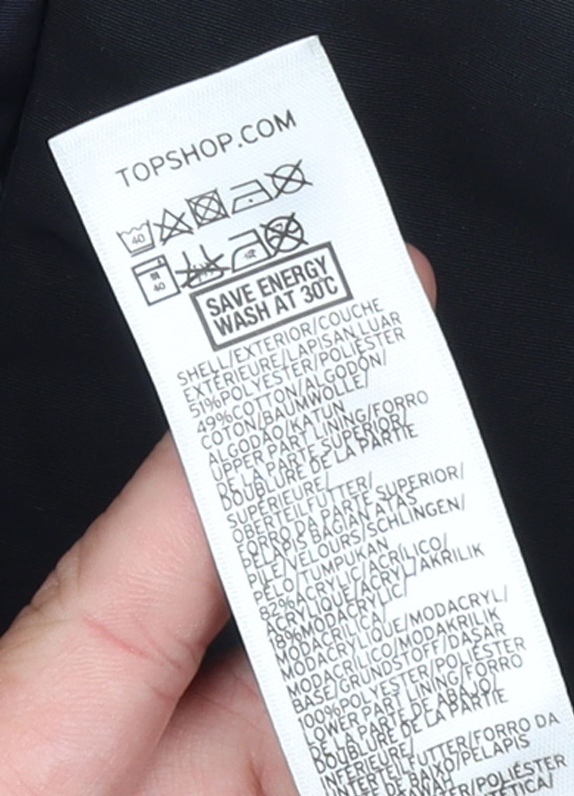 Topshop Women’s Black Petite Parka Jacket UK 10 Hooded Lined