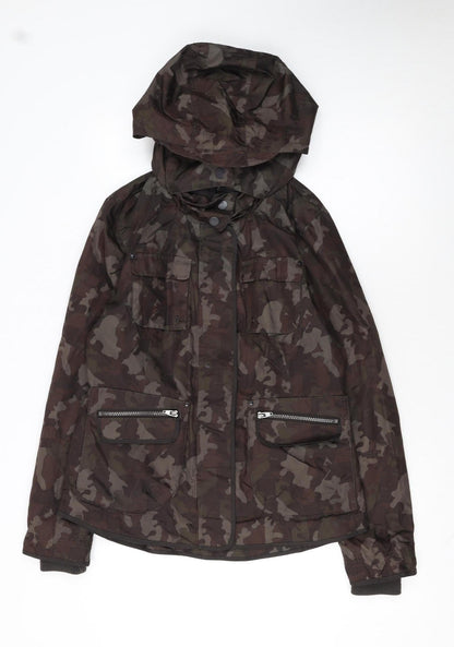 Next Women's Green Camouflage Hooded Military Jacket Size 12