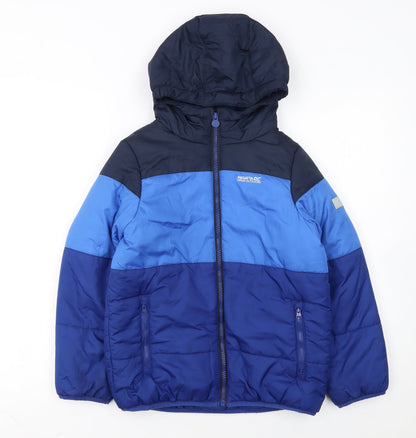 Regatta Boys Blue Colourblock Hooded Puffer Jacket 9-10 Years