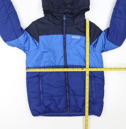 Regatta Boys Blue Colourblock Hooded Puffer Jacket 9-10 Years