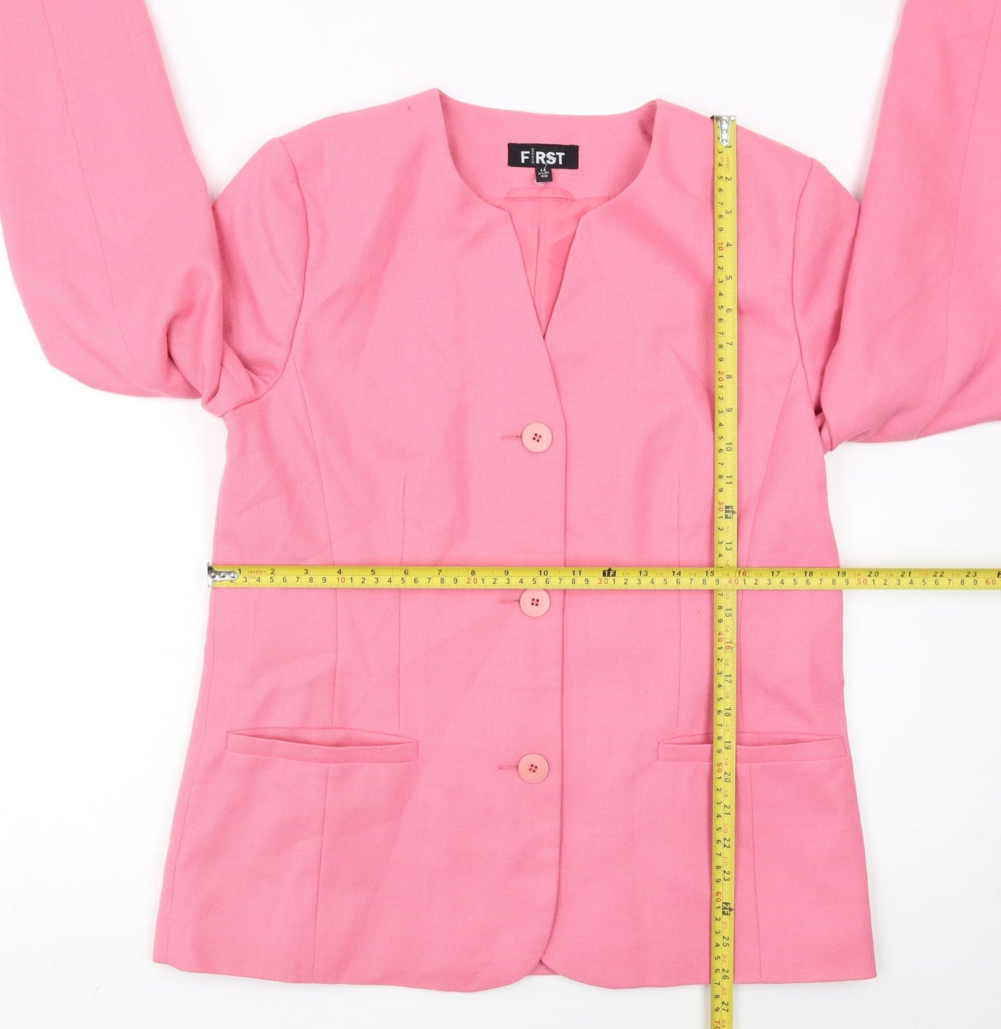 First Avenue Women's Pink Suit Jacket Size 14 Regular Polyester Modal