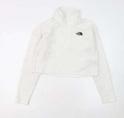 The North Face Womens White Fleece 1/2 Zip Pullover Sweatshirt Size S