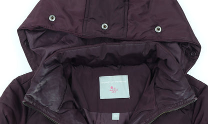 Dorothy Perkins Women's Purple Size 6 Hooded Puffer Coat