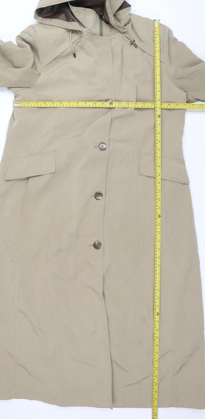 east5th Womens Beige Long Hooded Rain Coat L