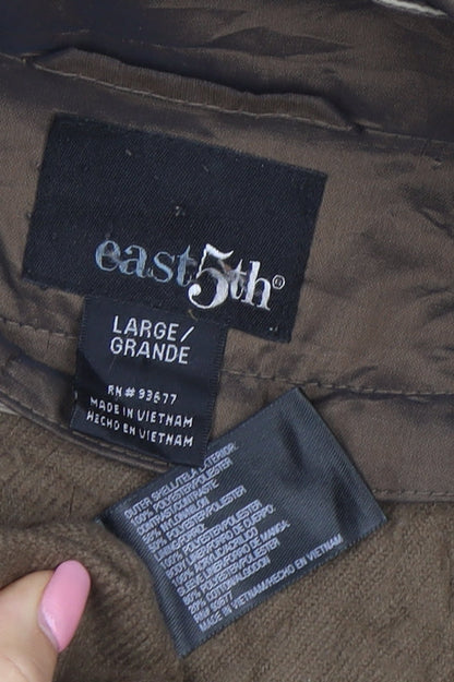 east5th Womens Beige Long Hooded Rain Coat L