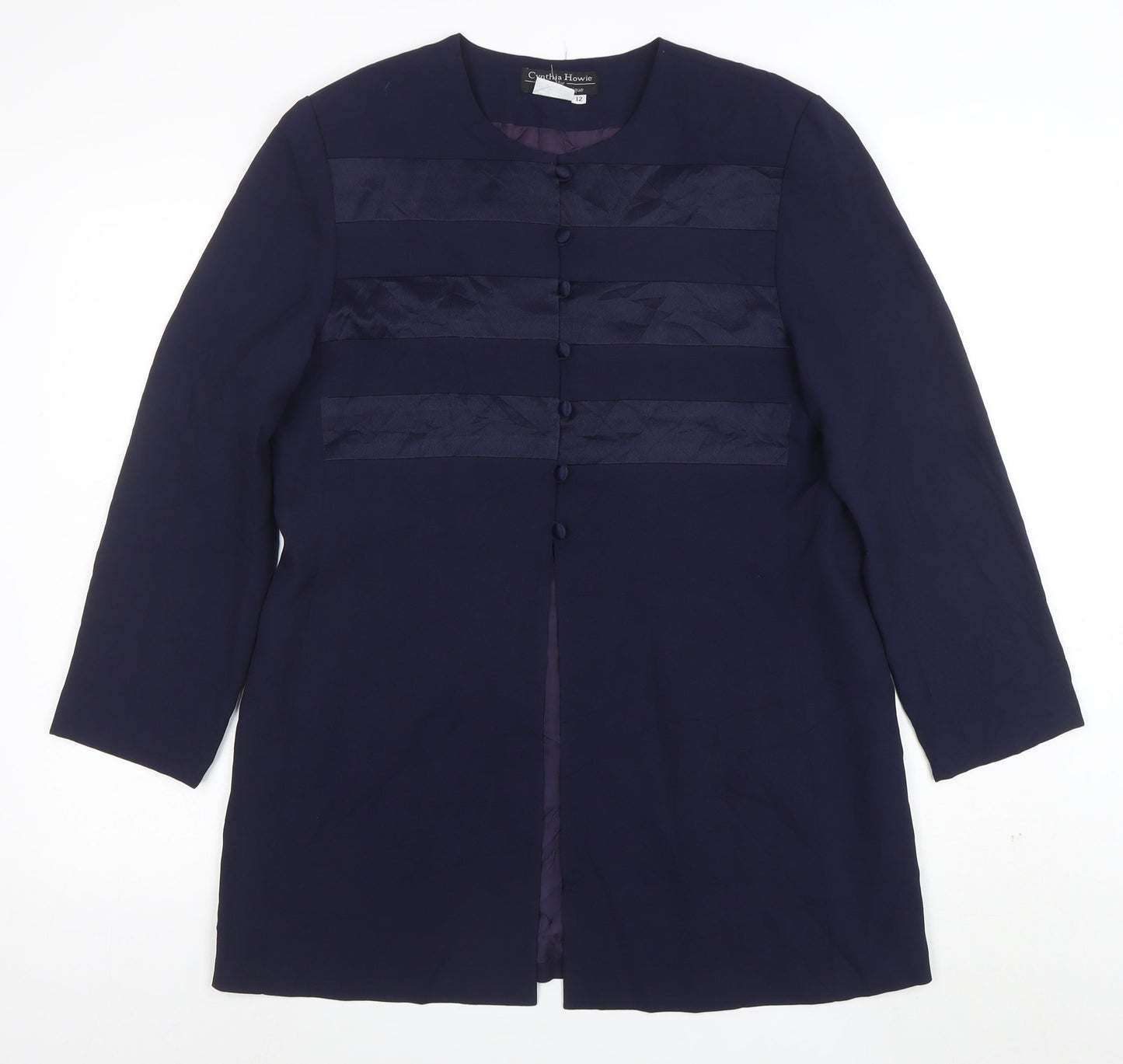 Cynthia Howie Women’s Blue Formal Mid-Length Button Coat Size 12