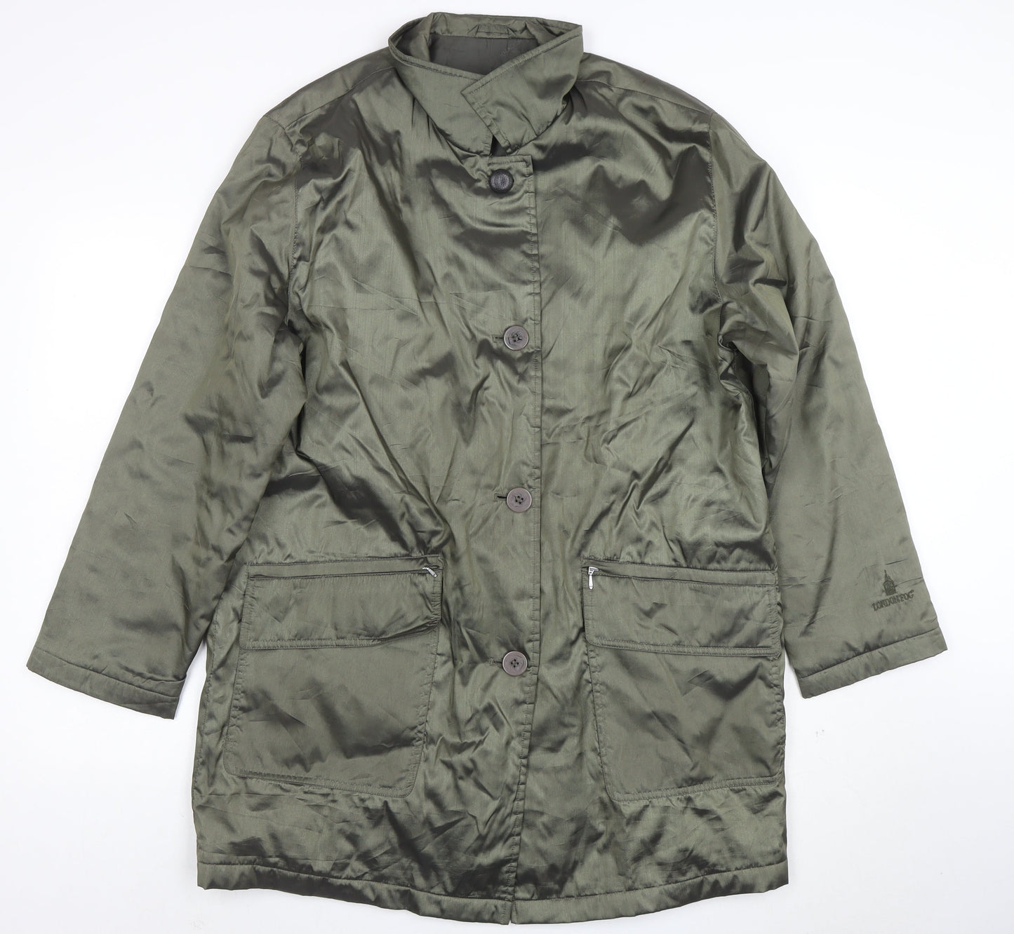 London Fog Women Green M Long Button Overcoat Jacket