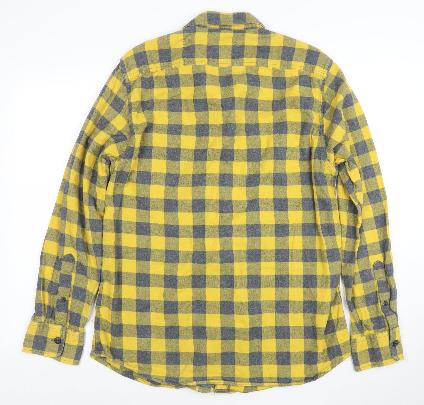 American Eagle Outfitters Men's Yellow Check Flannel Shirt L Long Sleeve