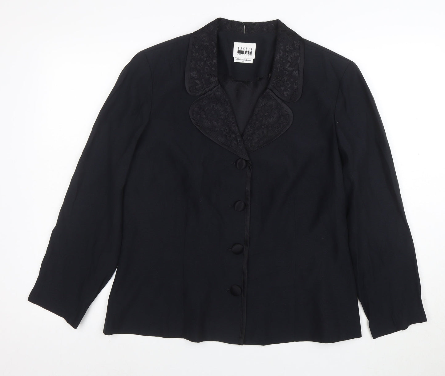 Leslie Fay Women Black Size 16 Single-Breasted Blazer Jacket