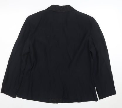 Leslie Fay Women Black Size 16 Single-Breasted Blazer Jacket