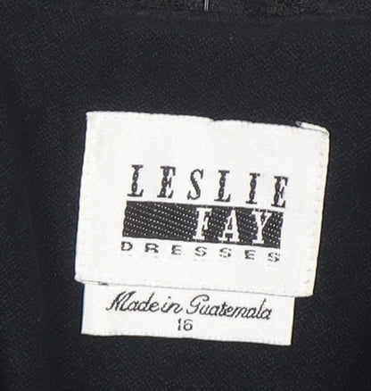 Leslie Fay Women Black Size 16 Single-Breasted Blazer Jacket