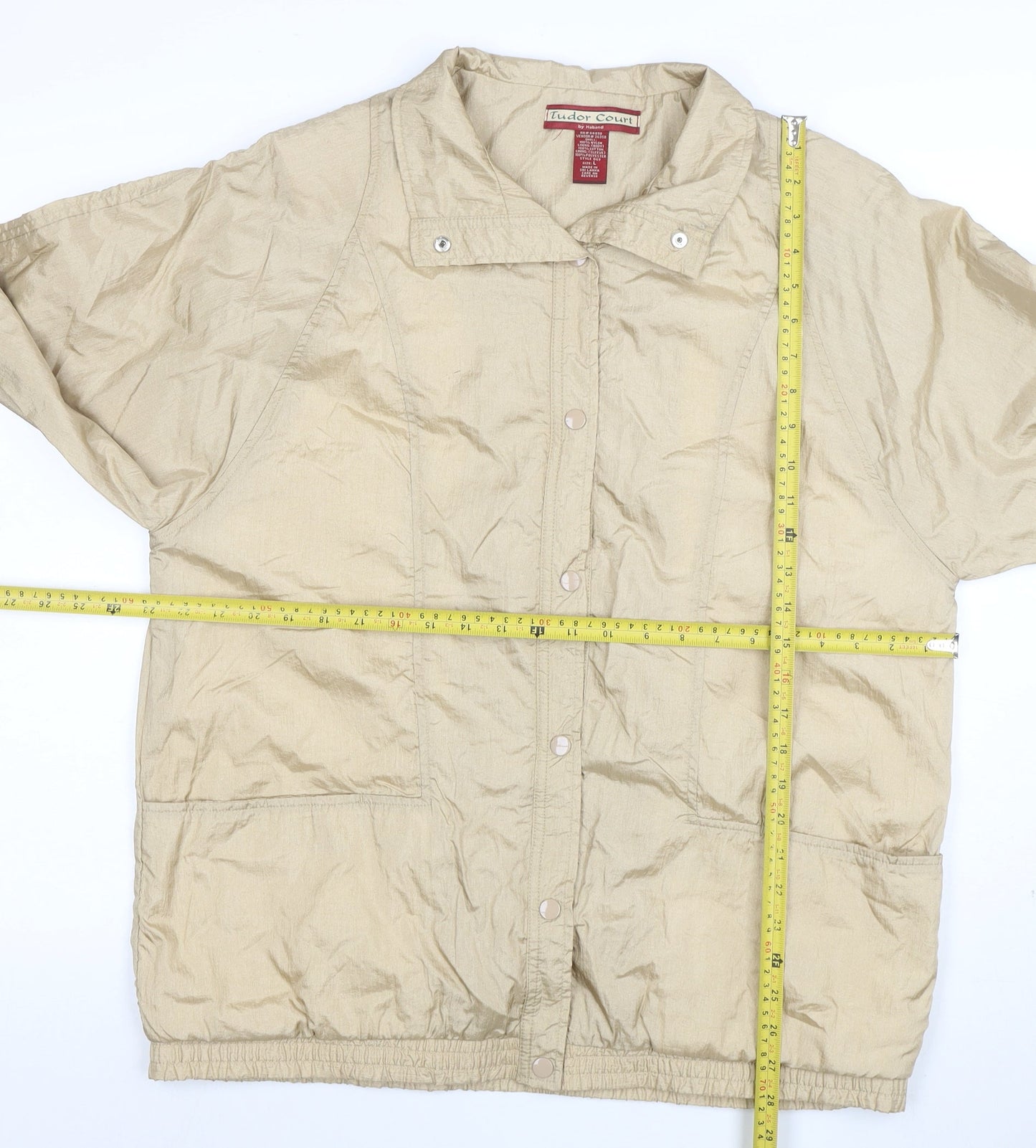 Tudor Court Women's Beige Nylon Lined Mid-Length Jacket Size L