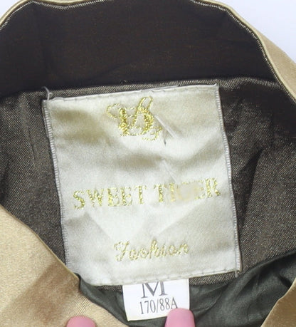 Sweet Tiger Women’s Gold Satin Oriental Tuxedo Jacket Size 12