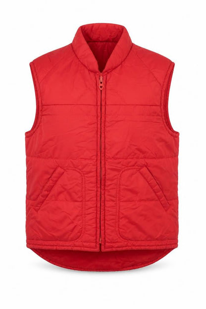 Sears Women's Red Puffer Waistcoat M Quilted Sleeveless Zip Jacket