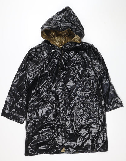 Partners Women Black Waterproof PVC Hooded Rain Cape M