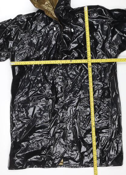 Partners Women Black Waterproof PVC Hooded Rain Cape M