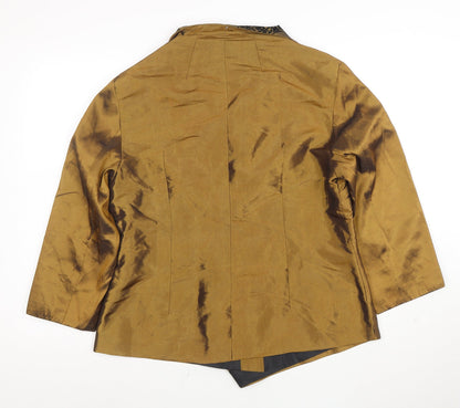 WEI NA SI Women Brown Asymmetric Satin Shawl Collar Blazer UK 18