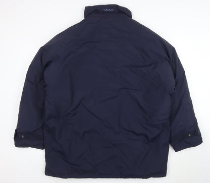 Eddie Bauer Mens Blue M Mid-Length Puffer Jacket Down Insulated
