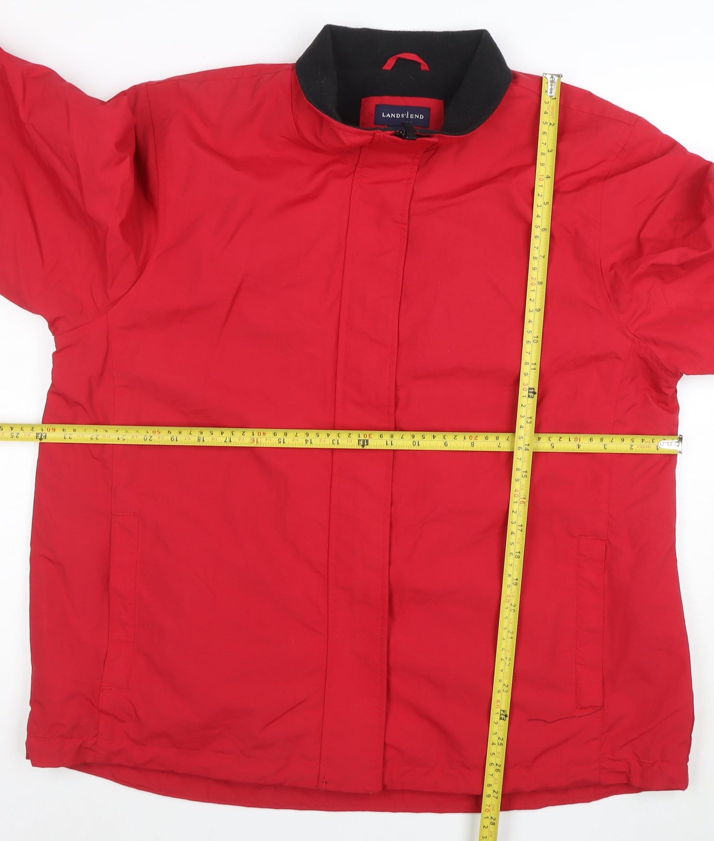 Lands' End Women's Red Nylon Lined Mid-Length Jacket L 14-16