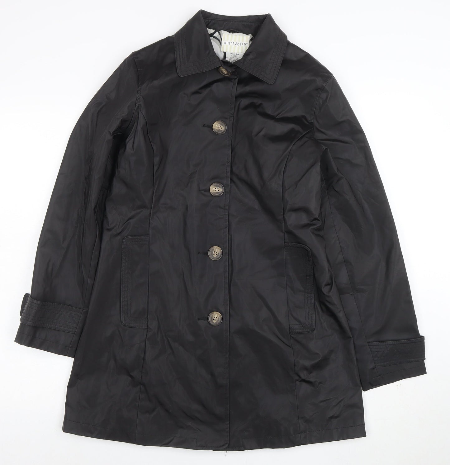 White Stag Women's Black Mid-Length Waterproof Rain Coat S