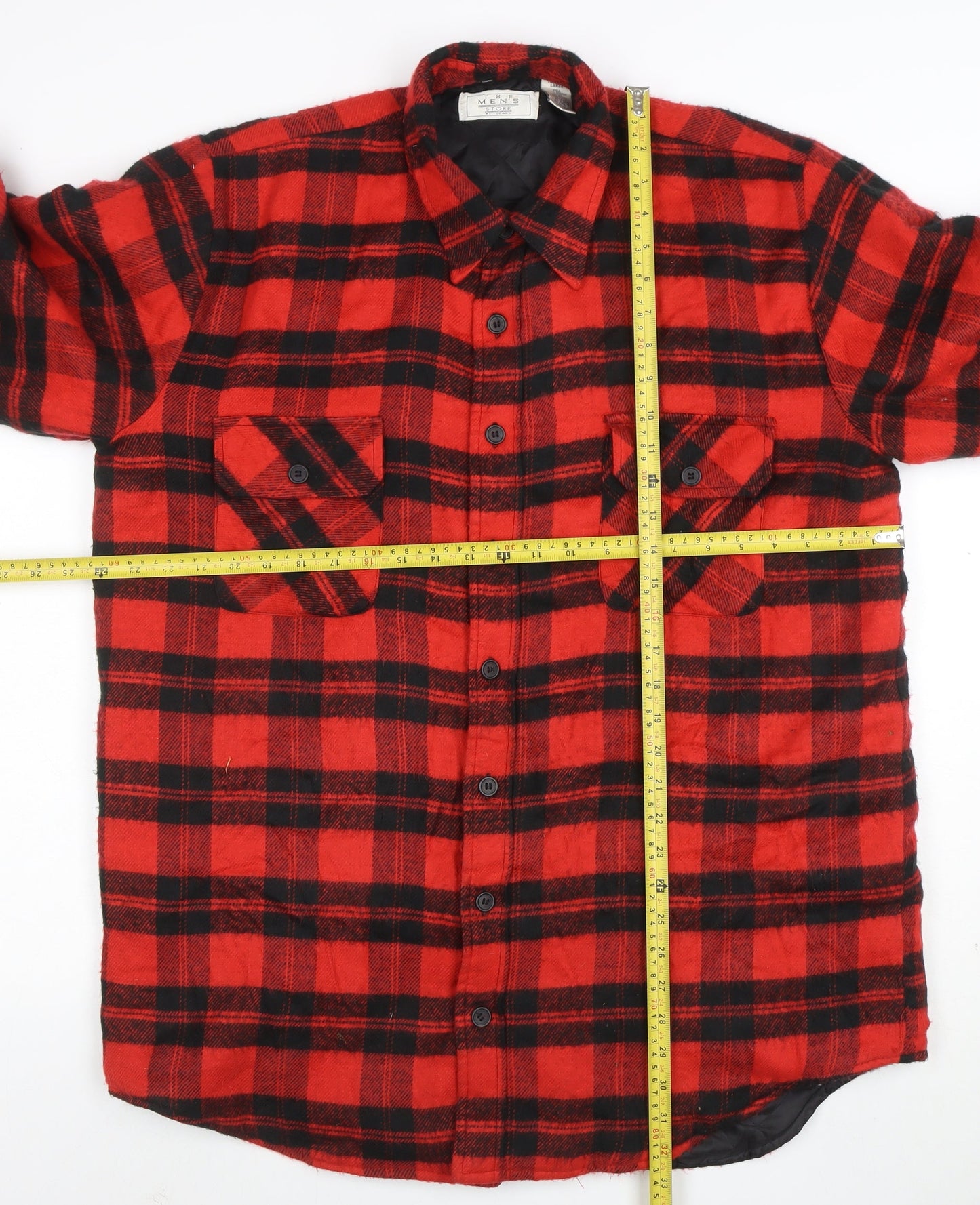 The Men's Store at Sears Red Check Flannel Jacket Lined Men's Large