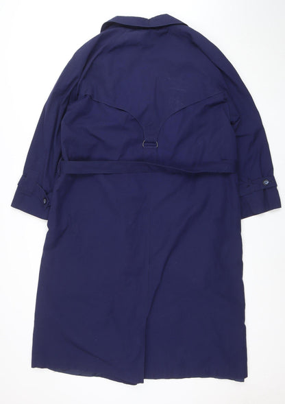 Tradition Sears Women's Blue Petites 6 Long Trench Coat Belted Nylon