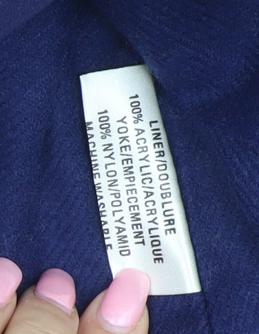 Tradition Sears Women's Blue Petites 6 Long Trench Coat Belted Nylon