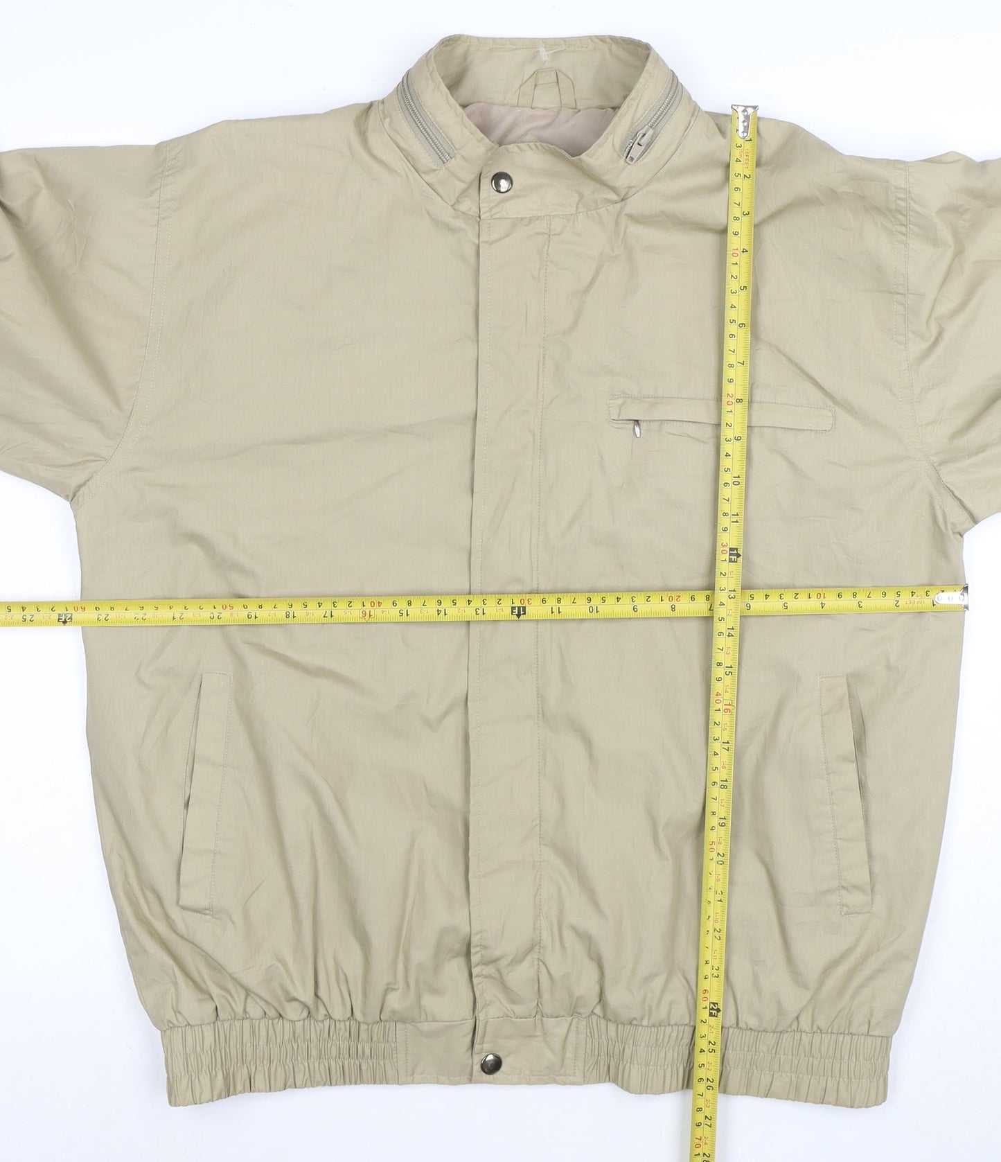 Rene Lezard Mens Beige L Bomber Jacket Cotton Blend Classic Style