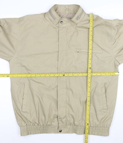 Rene Lezard Mens Beige L Bomber Jacket Cotton Blend Classic Style