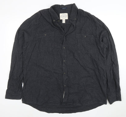 St John's Bay Men's Black XL Classic Fit Cotton Button-Up Shirt