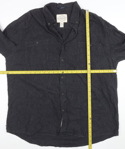 St John's Bay Men's Black XL Classic Fit Cotton Button-Up Shirt